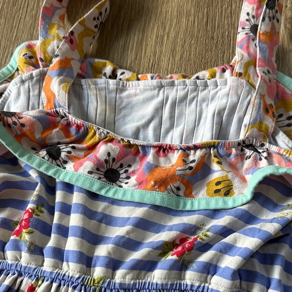 Matilda Jane Blue and White Striped Dress with Floral Accents - Picture 4 of 5